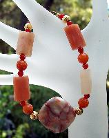 Australian Jade & Red Line Marble Bracelet