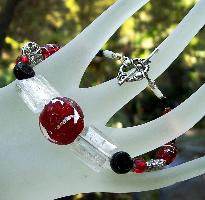 Red Black & White Foil Glass bracelet