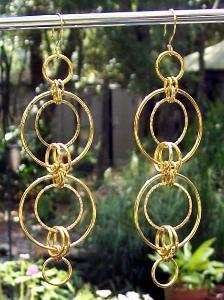 Long Gold Ring Earrings