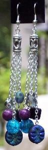 Sold Blue & Purple Silver Dangle Earrings