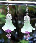 Sold Green & Purple Acrylic Flower Earrings