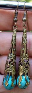 Bronze & Turquoise Torch Earrings