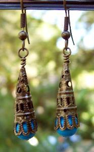 Turquoise & Antique Bronze Earrings