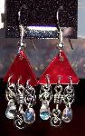 Red Shell & Crystal Earrings