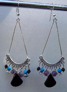 Amethyst Turquoise & Black Earrings