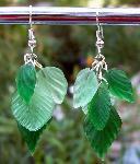 Green Glass Leaves Earrings