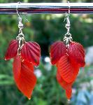Red Glass Leaves Earrings
