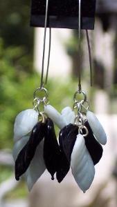 Sold   Black & White Glass Earrings