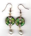 Cloisonne & Pearl Earrings