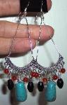 Turquoise Carnelian & Onyx Earrings