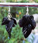 Black Glass Leaves Earrings
