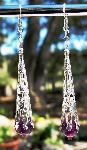 Purple Jade & Silver Torch Earrings