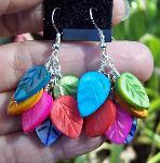 Sold  Rainbow Shell Leaves Earrings