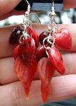 Red Hearts Leaves Earrings