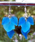 Blue Glass Leaves Earrings