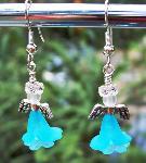 Sold Swarovski Crystal & Blue Acrylic Angel Earrings