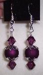Swarovski Amethyst Crystal & Silver Ornament Earrings