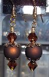 Swarovski Smoked Topaz Crystal & Gold Ornament Earrings