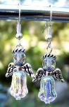 Sold   AB Tulip Glass & Silver Angel Earrings