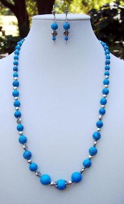 Turquoise & Silver Necklace & Earring Set