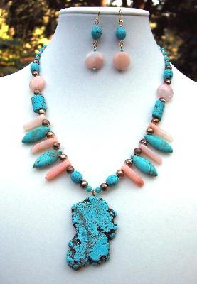 Sold  Turquoise & Aventurine Handmade Necklace & Earring Set
