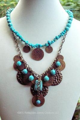 Sold   Turquoise & Bronze Handmade Necklace & Earring Set