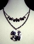 Lotus Shell & Black Freshwater Pearl Necklace