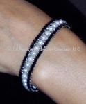 White Pearls & Black Glass Bracelet