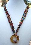 Crochet Autumn Glass Medallion Necklace
