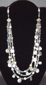 3 Strand Reversible Shell & Crystal Necklace