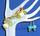 Crochet Chain & Acrylic Bead Bracelet & Earring Set