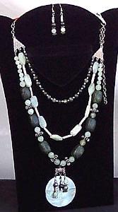 3 Strand Kambala Jasper Necklace & Earring Set