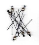 Grey Pearl & Crystal Hairpins